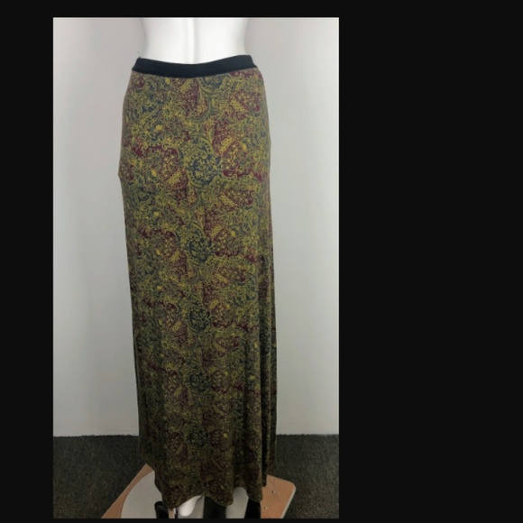 Free People Paisley Brown Maxi Skirt Slit Long - Picture 3 of 4